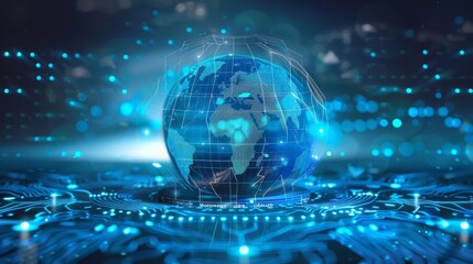 Obraz premium hologram digital globe earth technology screen background