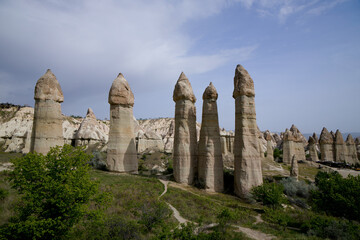 The rock formations of Love Valley in Cappadocia, Turkey