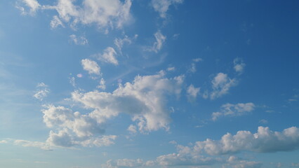 Blue Sky With Beautiful On Different Layers Clouds. Beautiful Sunny Blue Sky Background With Clouds.