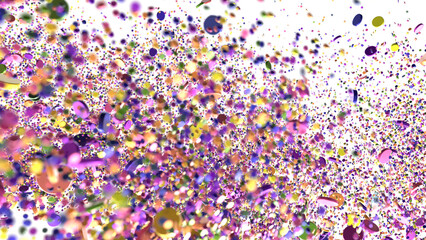 Multicolored paper confetti on transparent background. Realistic confetti flying. Colorful scattered items to holiday decorations.
