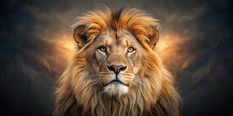 Majestic lion with a heart-shaped mane , wildlife, predator, lion, heart, love, symbol, powerful, majestic, strong