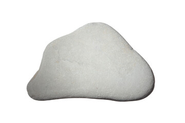 Gray Pebble isolated on white background. Top view. Smooth sea rocks.