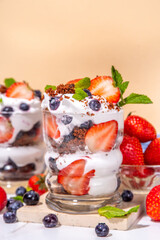 Strawberry trifle, layered parfait dessert