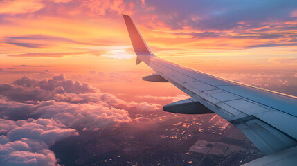 Obraz premium flying and traveling view from airplane window