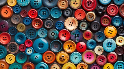 Fototapeta premium A grid of colorful buttons arranged in a symmetrical pattern, demonstrating meticulous arrangement and attention to detail.