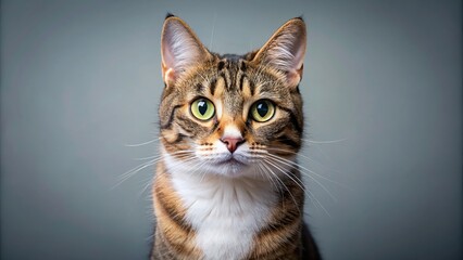 Smart cat looking directly at the camera with an inquisitive expression, intelligent, feline, animal, domestic, pet, curious