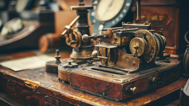 This antique telegraph machine is a reminder of a bygone era when communication was slow and laborious.