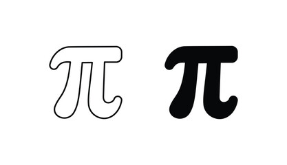 Pi icon design with white background stock illustration