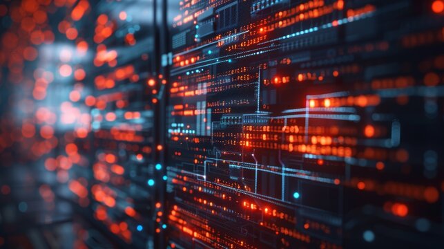 A digital interface displaying a complex encryption algorithm, with lines of code and data streams, representing the modern-day enigmas of cybersecurity and encryption.