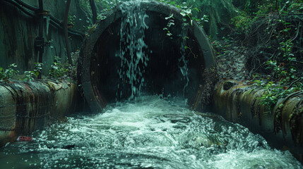 A water pipe with a waterfall coming out of it