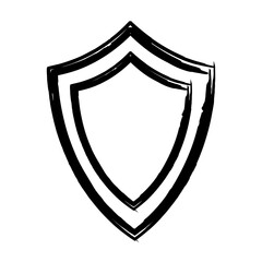 Frame shield texture element, outline border grunge shape icon, decorative doodle for design in vector illustration