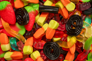 Assorted colorful gummy candies. Jelly  sweets.