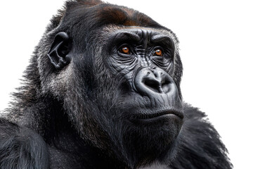 Obraz premium Gorilla head isolated on white background, transparent background