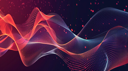 Digital Waves Abstract vector with wavy, digital lines and geometric shapes in a modern, techinspired design.