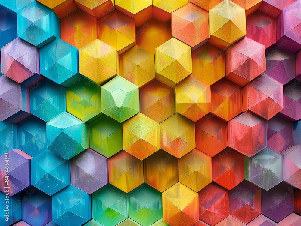 Poster repeating hexagons, geometric background, forming intricate and interconnected patterns that captiva