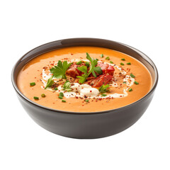 Delicious Bowl of Lobster Bisque Soup isolated on transparent background, png, cut out.