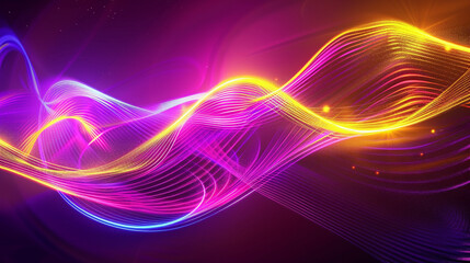 Yellow and Purple Neon Wave Background 