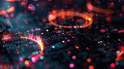 Abstract futuristic background with holograms. AI generated.