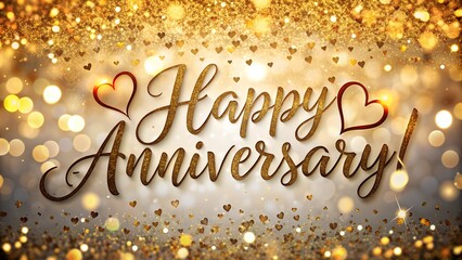 Happy Anniversary Illustration with Glowing Background: Celebrate Your Special Day in Radiant Style