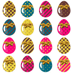 Easter eggs set on white background decor holiday art isolated	
