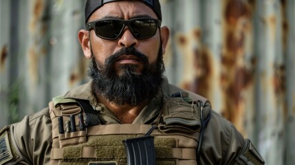 Fototapeta premium Outdoor Portrait soldier or private military contractor