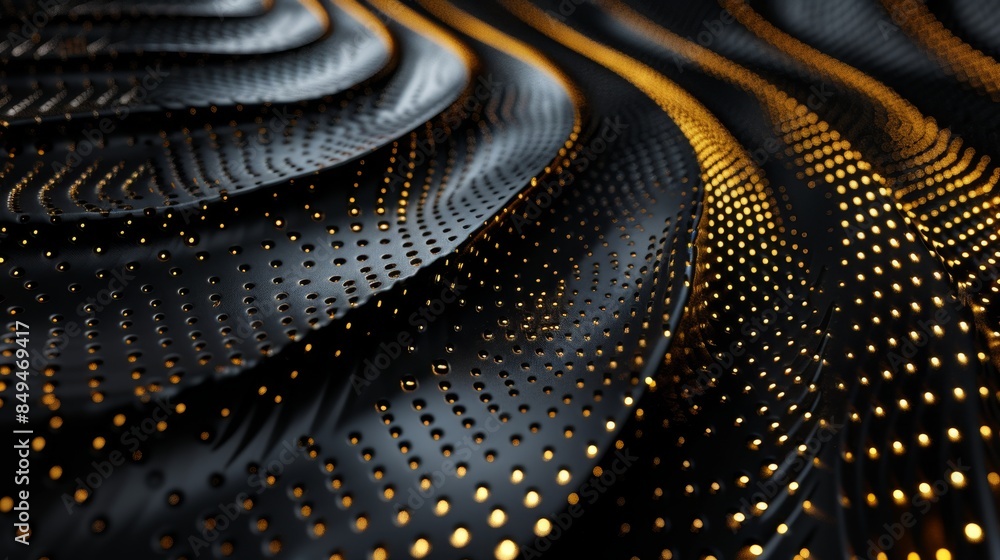 Aufkleber elegant 3d render of a modern abstract background, intricate black and gold geometric shapes arrange