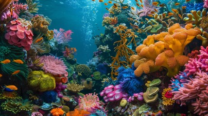 Fototapeta premium A spectacular array of corals in an underwater wonderland. The vibrant colors and variety of species are breathtaking...
