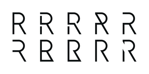 Logo collection, abstract letter R logo design. Icons for business of minimalist, elegant, simple. Premium Vector