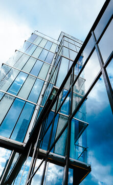 Low angle view of modern building against the sky