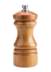 Wooden Pepper Mill With Stainless Steel Top, perfect for grinding fresh pepper and enhancing your meals. Isolated on transparent background, png.