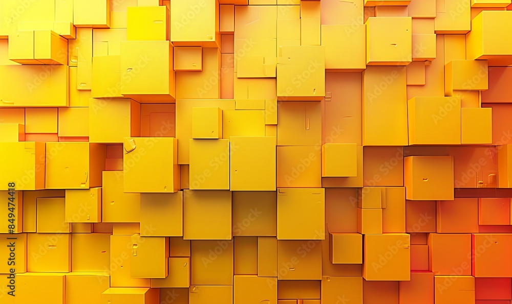 Poster modern technical background with precisely aligned multi-sized cubes.