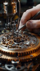 A close-up shot of a jeweler's hands meticulously crafting a ring. The detailed image highlights fine metalwork and precision tools used in the artisan process.