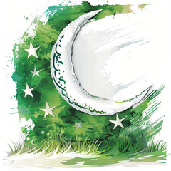 Eid al fitr background with ornamental moon, Watercolor Milad un nabi background with a moon
Generative AI