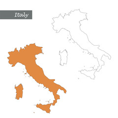 Italy Map Outline Hand drawn Vector Illustration on white backgroung