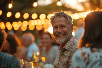 Obraz premium mature people enjoy summer party. ai generated