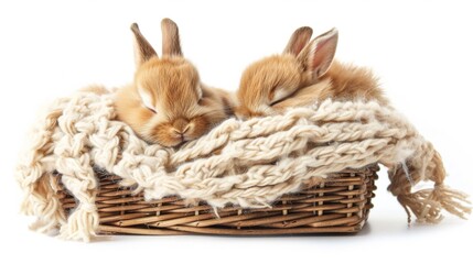 Obraz premium Cute rabbit sleep in scarf