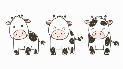 Obraz premium Cow. Line drawing of cute animal. Baby nursery art.