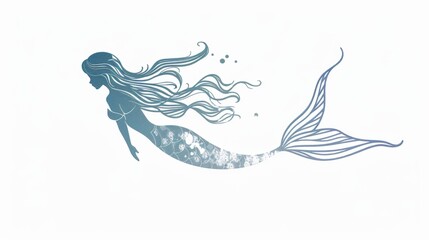 Obraz premium Vector illustration of a beautiful mermaid.