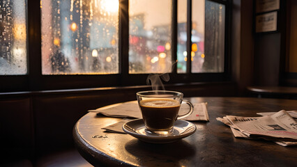 
glass of coffee on the table