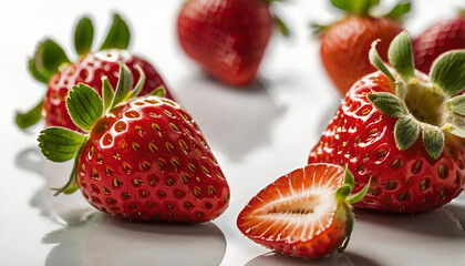 Juicy strawberry on white background
