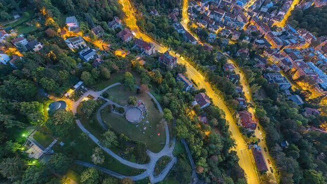 stuttgart germany view over the city evening aerial