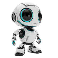 3d Robot chatbot on white transparent background AI support in technology and business concept