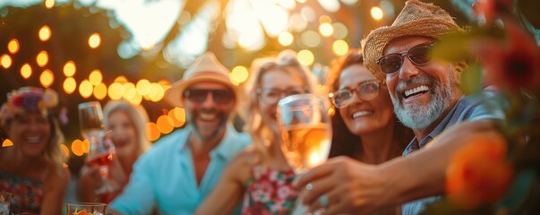 mature people enjoy summer party. ai generated