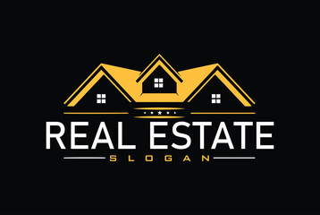 real estate logo design with orange and white color.