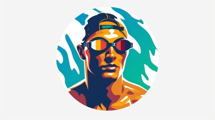Fototapeta premium Vector illustration of a swimmer over white background