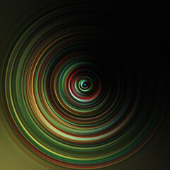 Colorful radial motion effect. Abstract rounded background. Color curves and sphere. Multi color gradient rings and circles wallpaper. Colored texture backdrop and banner.