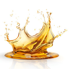 gold splash isolated on white, Pouring oil on white background Generative AI