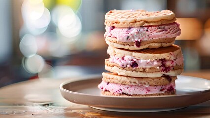 ice cream sandwiches stacked plate - Powered by Adobe