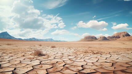 Dry and cracked earth in the desert. Global warming concept.