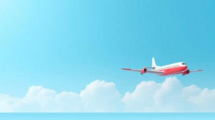 Obraz premium Airplane flying in the cloudy sky.